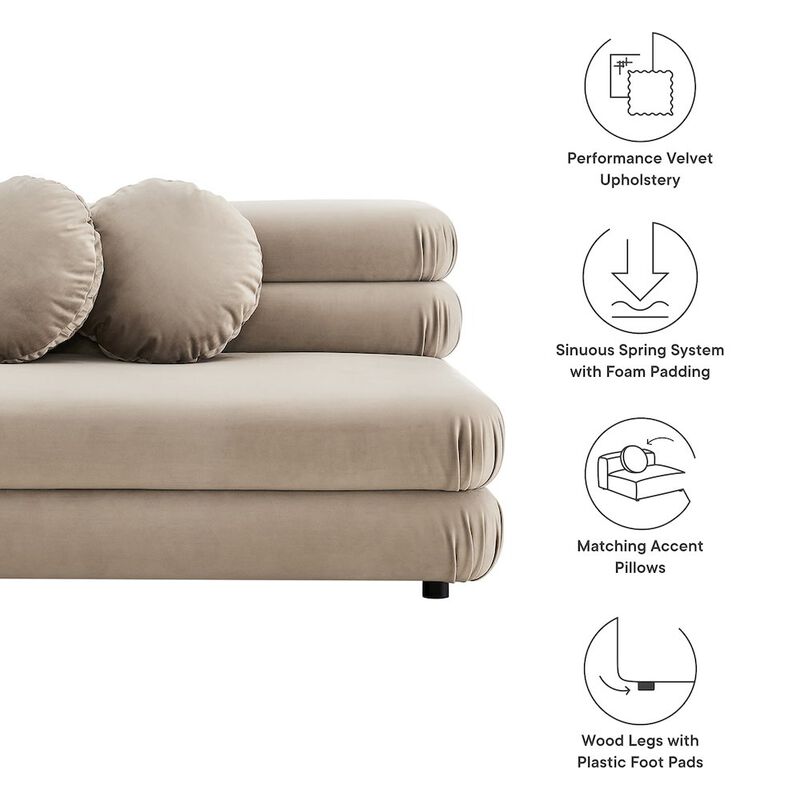 Jubilee Modular Performance Velvet Armless Loveseat image number 2