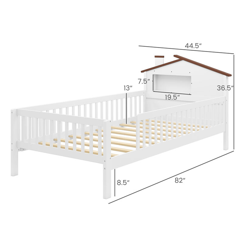 House Frame Montessori Bed with Headboard Storage for Toddlers