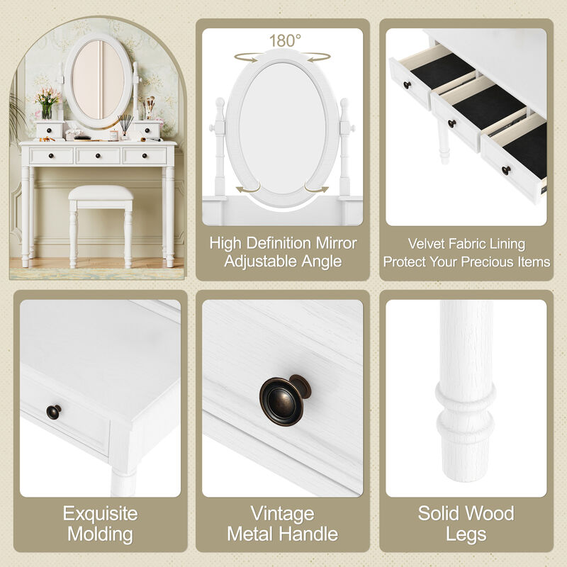 Merax Vanity Desk with Adjustable Angle Mirror