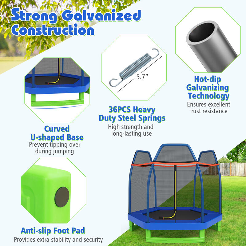 Kids Recreational Trampoline with Jumping Mat and Safety Enclosure image number 3
