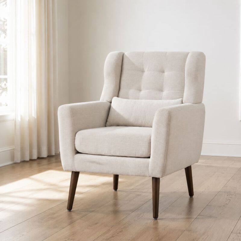 GOODSILO Upholstered Chenille Accent Armchair with Pillow, Comfy Padded Lounge Chair for Small Spaces, Living Room, Bedroom image number 2