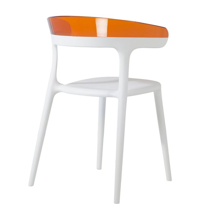 Omax Decor Mia Resin Patio Dining Chair in White and Orange - (Set of 2)