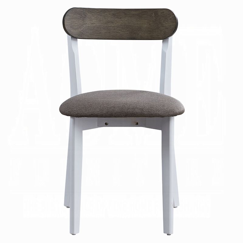 Ideli 5 Piece Dining Table Set with 4 Chairs, Brown Linen, White Wood