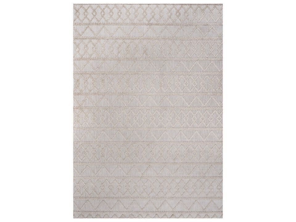 Aylan High-Low Pile Knotted Trellis Geometric Black/Ivory 3 ft. x 5 ft. Indoor/Outdoor Area Rug