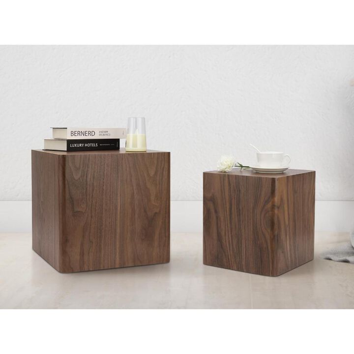 MDF Nesting table/side table/coffee table/end table for living room, office, bedroom Walnut, set of 2