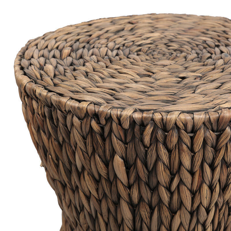 Natura Coastal Bohemian Handwoven Water Hyacinth Round Hourglass End Table image number 4