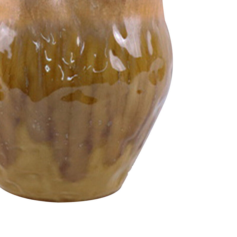 Ashly Decorative Planter with Scalloped Rim, Yellow Textured Ceramic 8 Inch image number 3