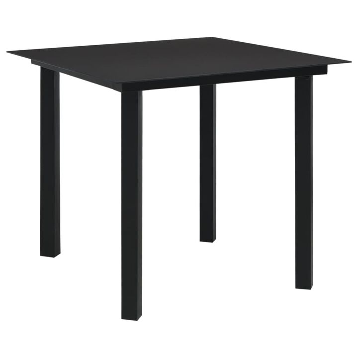 vidaXL Garden Dining Table Black 31.5"x31.5"x29.1" Steel and Glass