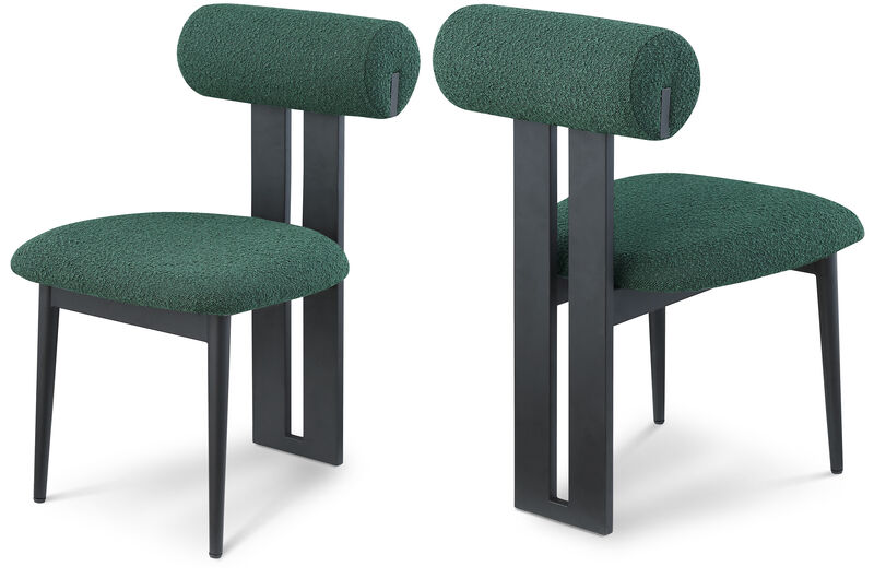 Meridian Furniture Dario Green Boucle Fabric Dining Chair, Set of 2