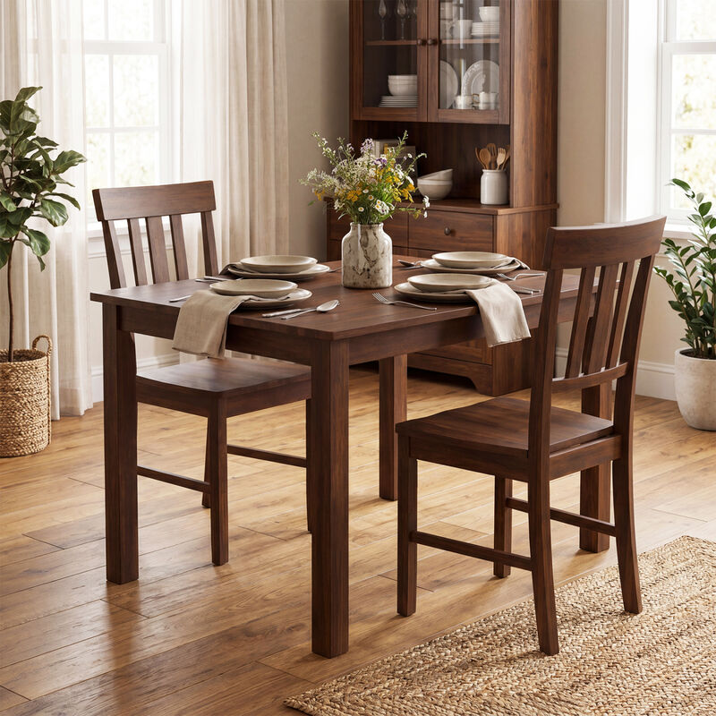 Set of 4 Dining Room Chairs with Rubber Wood Frame and Slat Backrest image number 6