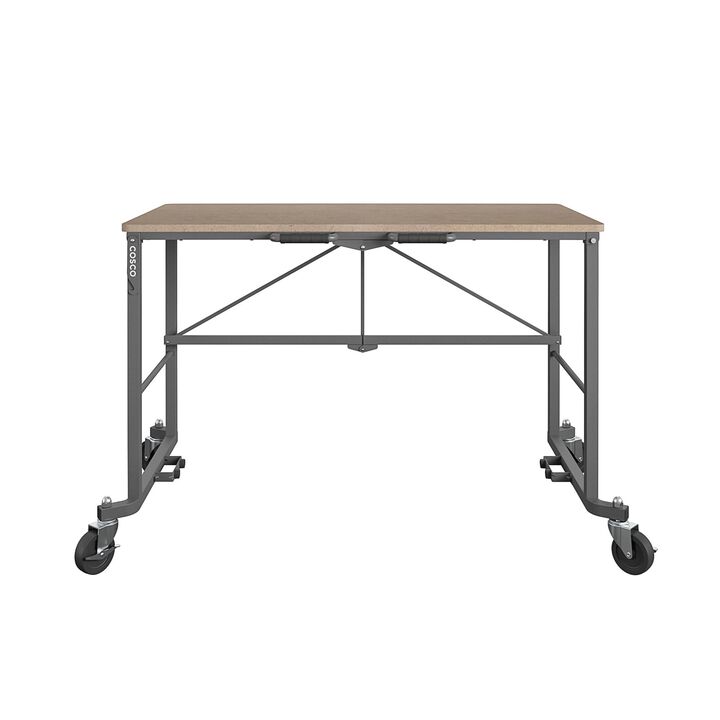 COSCO Portable Folding Work desk with MDF work top (Gray, 350 pounds)