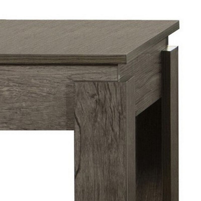 3 Piece Coffee Table and End Table Set with Raised Tops, Weathered Gray-Benzara