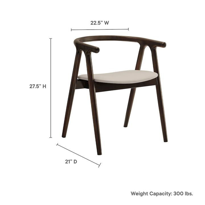 Modway Henry Solid Wood Curved Back Dining Chair in Black &ndash; Single Wood Dining Chair with Faux Leather Upholstered Seat &ndash; Modern Dining Room Armchair or Accent Chair