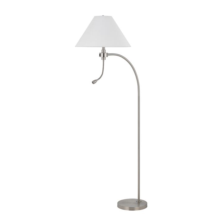 Ashy 68 Inch Floor Lamp, Gooseneck LED, White Shade, Bronze Arc Pole - Benzara