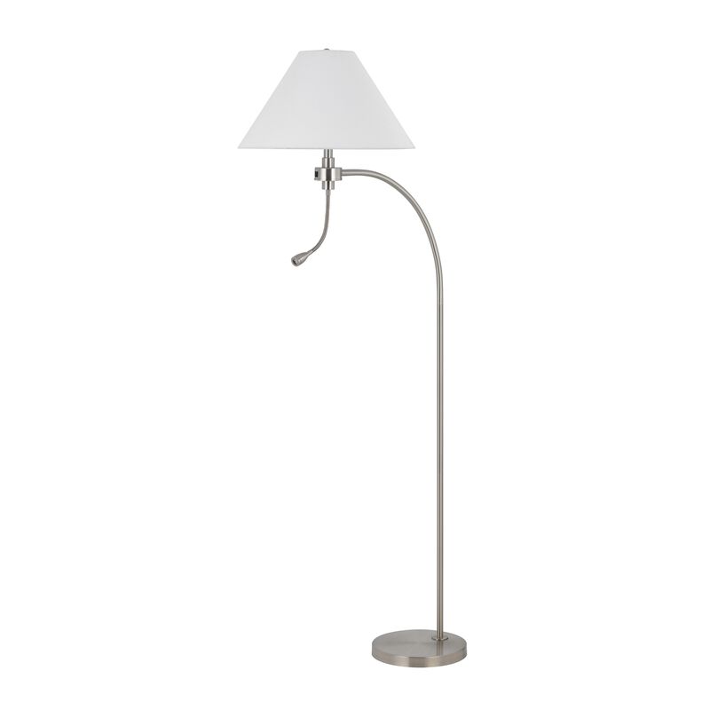 Ashy 68 Inch Floor Lamp, Gooseneck LED, White Shade, Bronze Arc Pole - Benzara