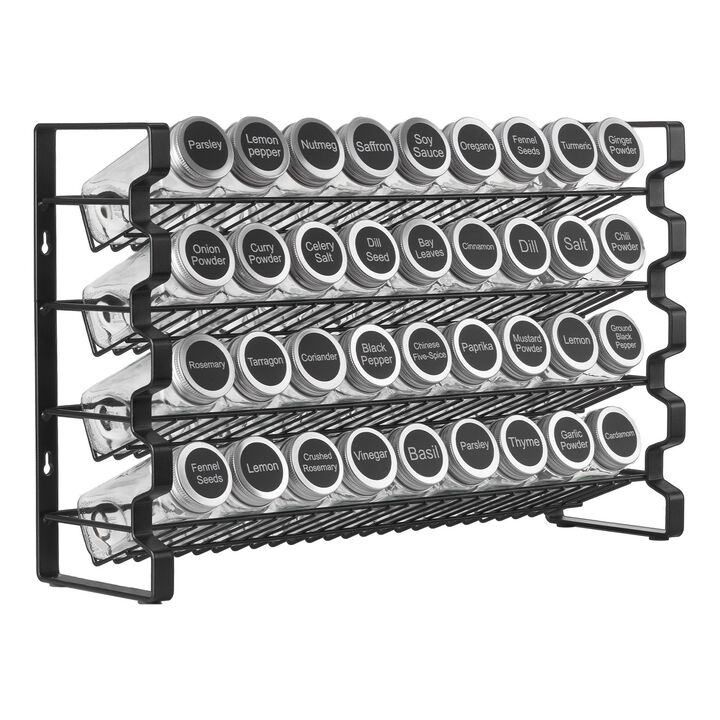Spice Rack Organizer with 36 Jars Labels Lids and Funnel Complete Set