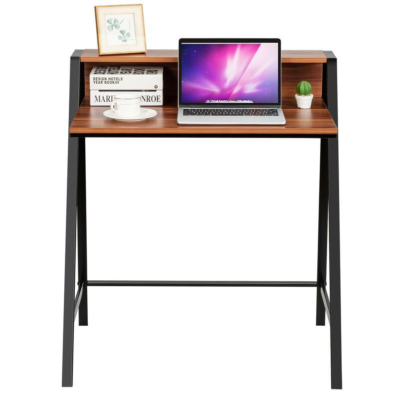 2 Tier Computer Desk PC Laptop Table Study Writing Home Office Workstation