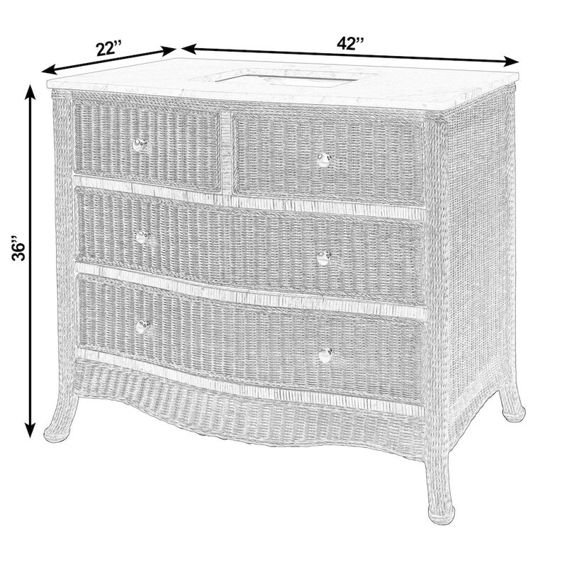 Butler Specialty McLean 42 in. W Marble Top and Rattan 2 Drawer Single Bathroom Vanity, image number 2