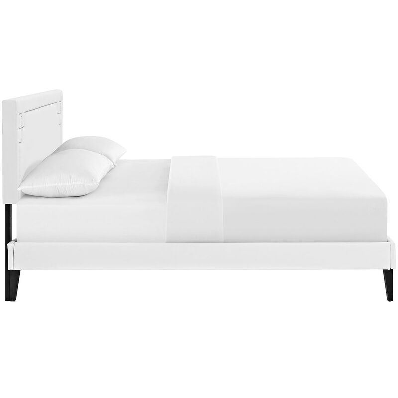 Modway Josie Vinyl Platform Bed with Squared Tapered Legs, Queen, White image number 2