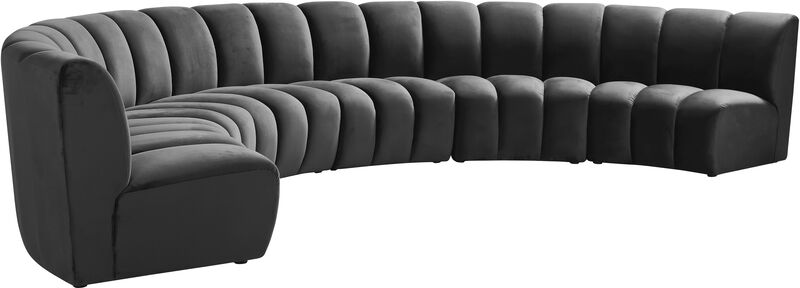 Meridian Furniture Infinity Grey Velvet 6pc. Modular Sectional image number 4