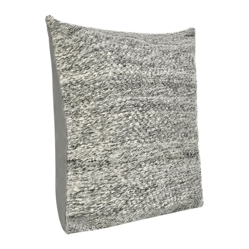 Dolu Throw Pillow, Hand Woven Texture, 24 Inch Recycled, Dark Gray - Benzara