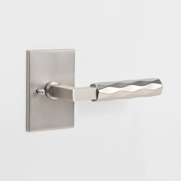Hailey Modern Bed/Bath Interior Door Handle with Rectangular Rosette and Concealed Screws (Privacy)
