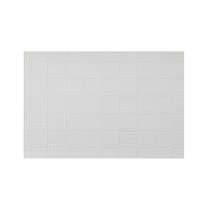 HomeRoots 18" Set of Four White Basketweave Faux Leather Placemats