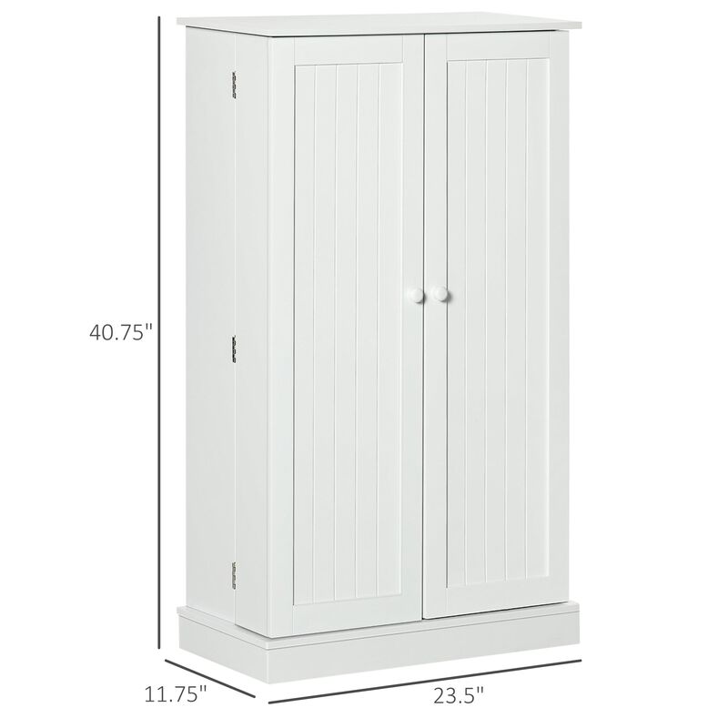 41" Freestanding Farmhouse 2 Door Kitchen Pantry, Storage Cabinet with Doors and Adjustable Shelves for Living Room and Dinning Room,White