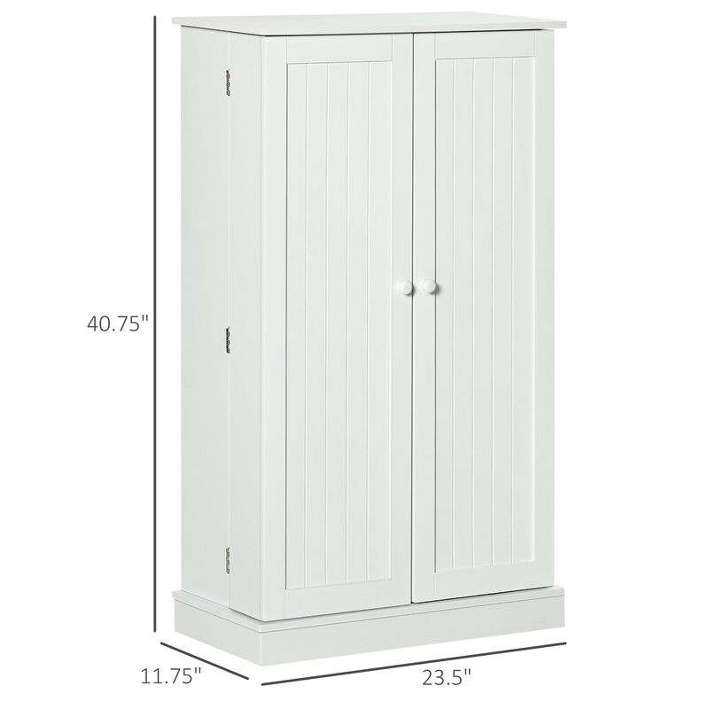 White Kitchen Storage: 41" Freestanding Pantry Cabinet with 5 Tiers
