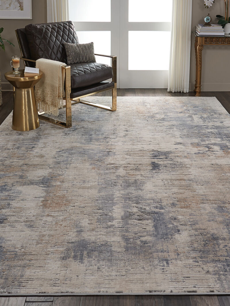 Rustic Textures RUS05 Beige/Gray 7&rsquo;10&rdquo; x Round Rug