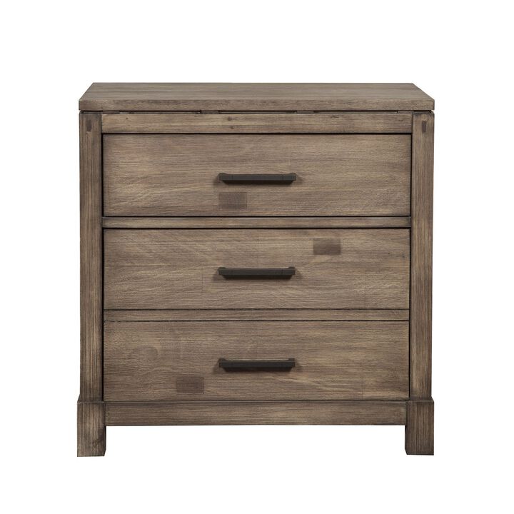 Modern Upholstered 2 Drawer Nightstand &ndash; Compact Bedside Table