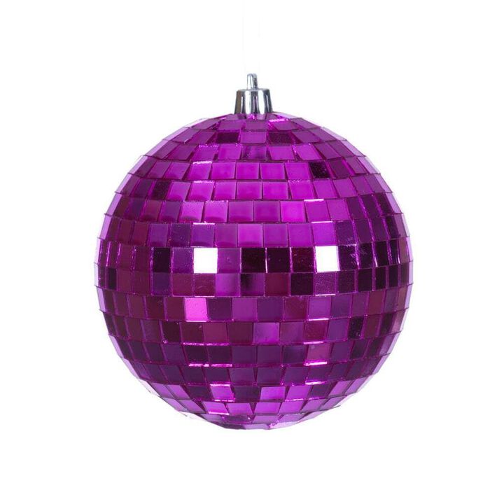 Vickerman 733714-4" Fuchsia Mirror Ball Christmas Tree Ornament (6 Pack) (N233170)