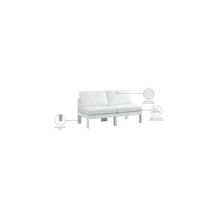 Meridian Furniture Nizuc White Water Resistant Fabric Outdoor Patio Modular Sofa