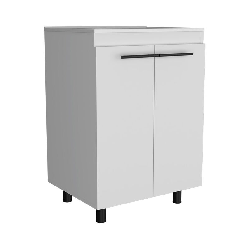 DEPOT E-SHOP Dustin Free Standing Sink Cabinet, Four Legs, Double Door Cabinet, Two Shelves, White