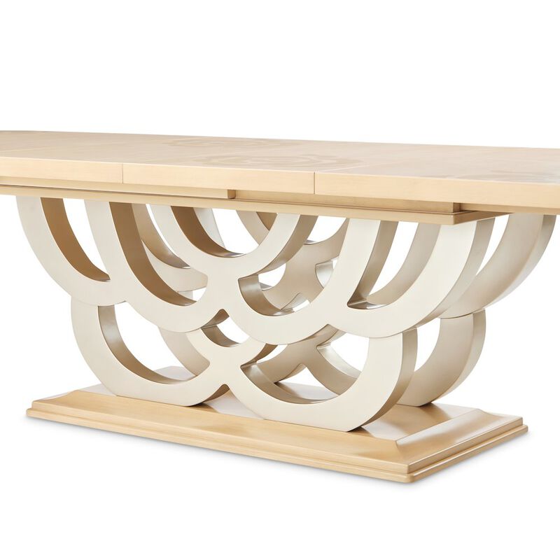 Michael Amini Camellia Field Rectangular Pedestal Dining Table - Caramel image number 4