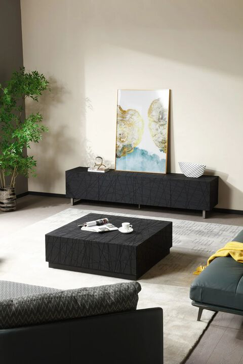 Black Square 4-Drawer Coffee Table | OROA Modern Kenda