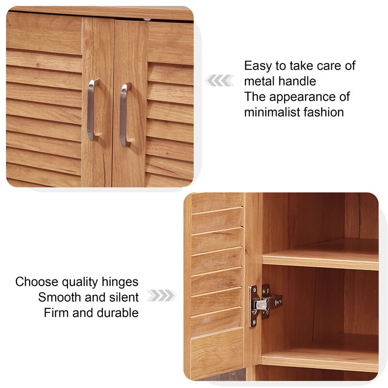 Multi functional Shoe Storage Cabinet with Bench & 7+3 Storage compartment, Adjustable layer board , Shoe Bench with Cushion for Entryway, Freestanding Shoe Rack for Mudroom, Hallway,oak image number 4