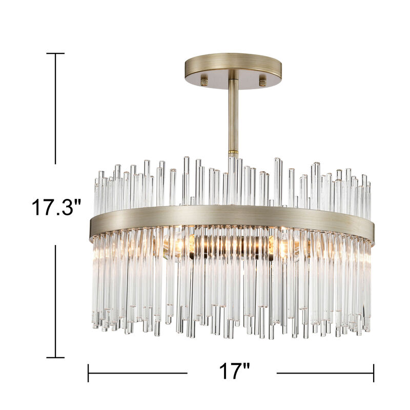 Alda 4-light Brushed Silver-ish Champagne Clear Glass Bars Flush Mount image number 3