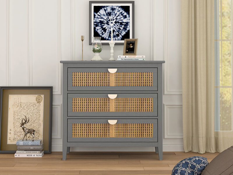 Streamdale 3-Drawer Rattan Cabinet