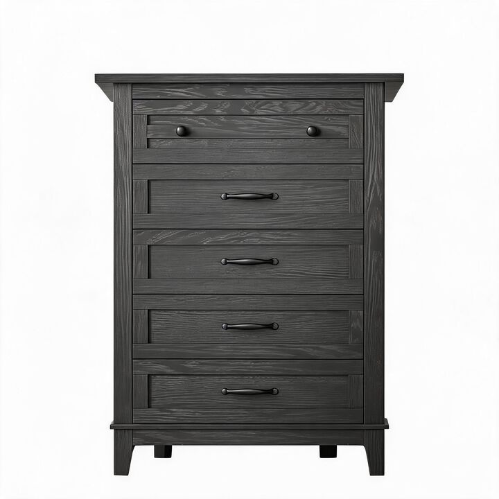 5-Drawer Tall Vertical Dresser, 41.3" Freestanding Wooden Storage Chest for Bedroom, Living Room & Entryway