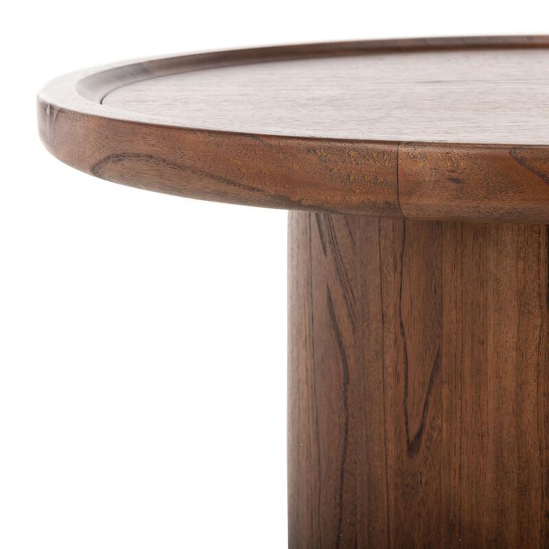 Safavieh Devin Round Pedestal Coffee Table, Dark Brown