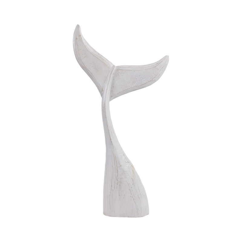 32" Wood Whale Tail Decor, Wht image number 3