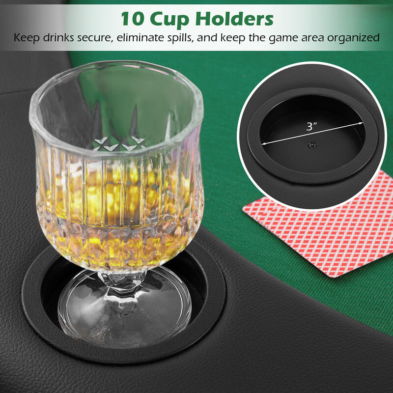 10 Player Portable Poker Table Top with Foldable Design and Padded Surface image number 6