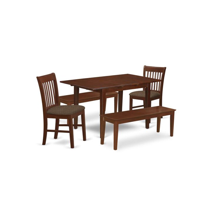 5 PC Dining room set- Table with 2 Dining Table Chairs and 2 Benches