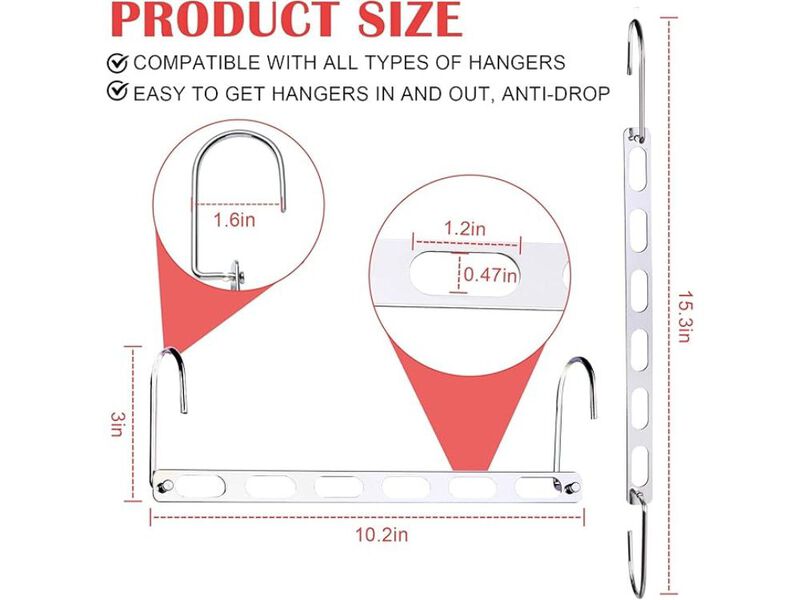 12-Pack Space-Saving Hangers for Clothes | Collapsible Metal Hangers Organizer image number 2