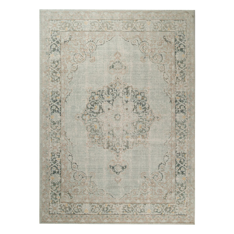 5 x 7 Sea green Medallion Power Loom Area Rug