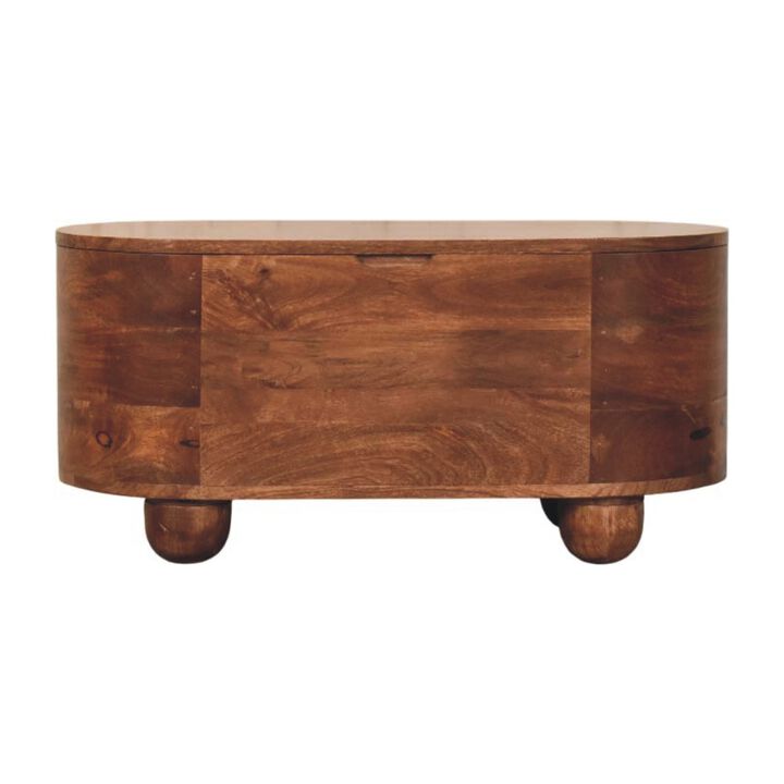 Artisan Furniture Solid Wood Curva Storage Trunk,Oak with Storage