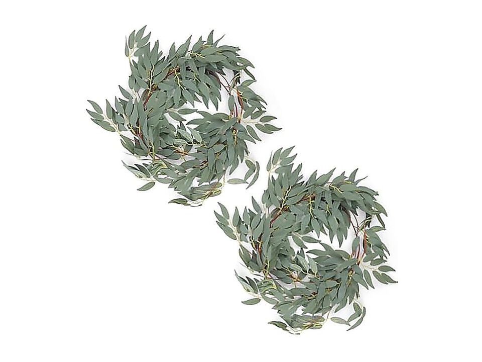 2 Pack Artificial Bamboo Greenery Garland Faux Silk Leaves Vines Fake Spring