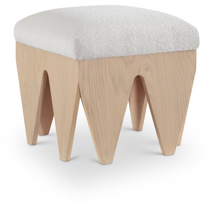 Meridian Furniture Altair Cream Velour Fur Fabric Bench