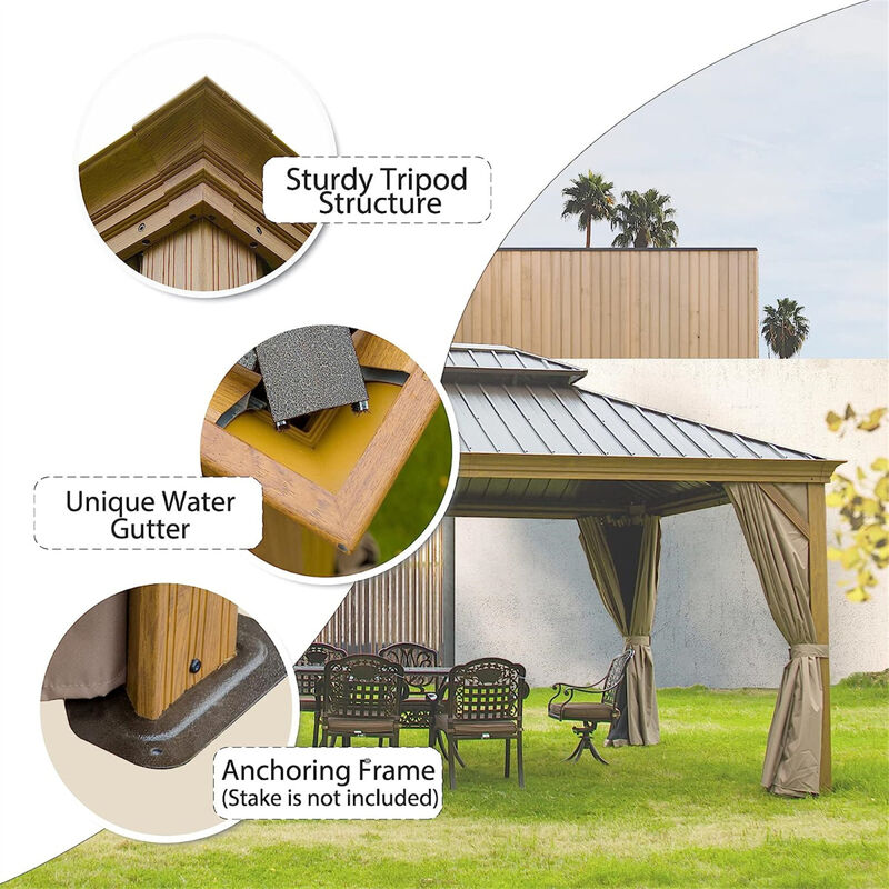 Streamdale Outdoor Hardtop Gazebo with Curtains & Netting